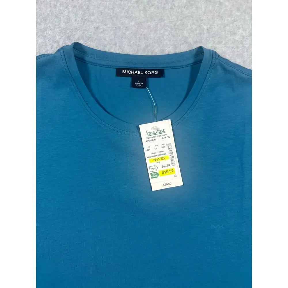 Michael Kors T-Shirt Men’s Large Blue Crew Neck Short Sleeve Casual NWT